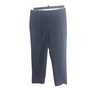 Ann Taylor Loft Marisa Navy Blue Eyelet Ankle  Length Pants Size 2 100% Cotton